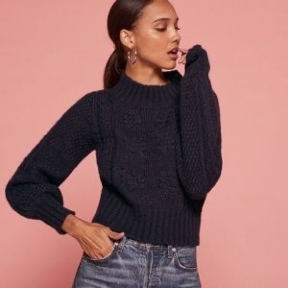 Doen x Reformation navy Tree of Life sweater xs